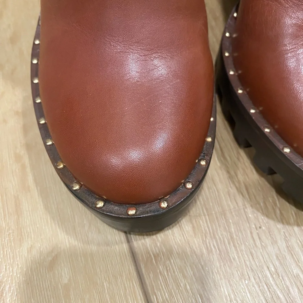 ANTONIO MELANI Boots Brown Paiva Chelsea Ankle Leather Booties Women’s 7.5 Heel